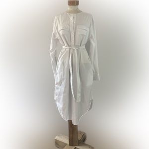 Theory White Cotton Shirt Dress